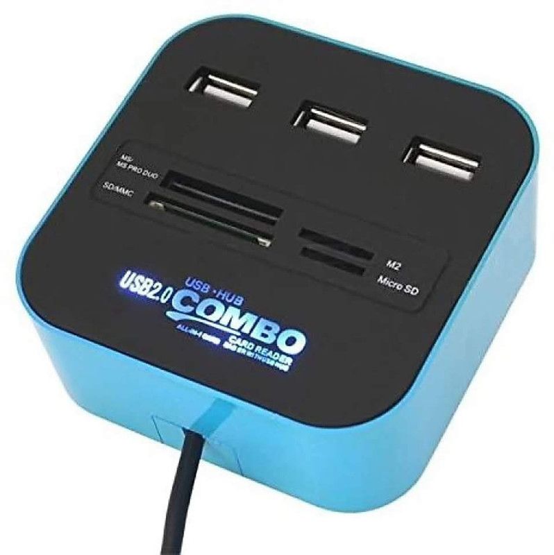 BLENDIA 2 IN 1 3 PORT PORT WITH MULTI CARD REDADER Card Reader  (Multicolor)
