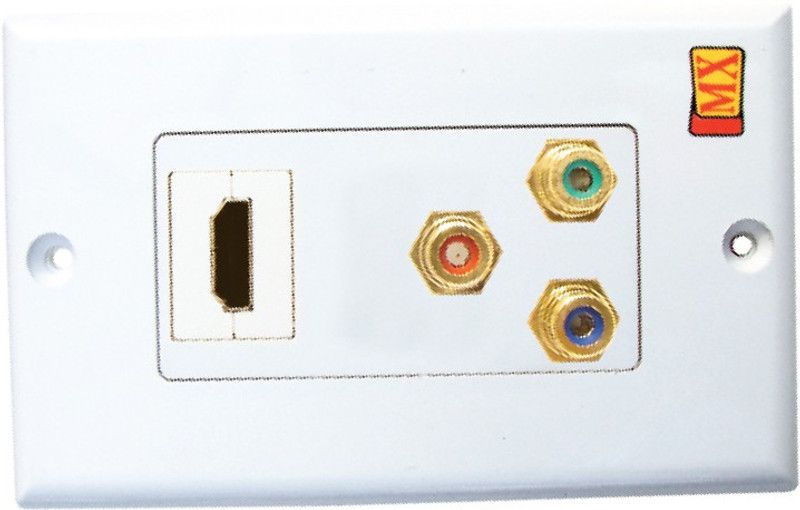 MX HDMI & Composite 3 RCA Audio Video Wall plate Face plates 1080p Full HD Dock  (White)