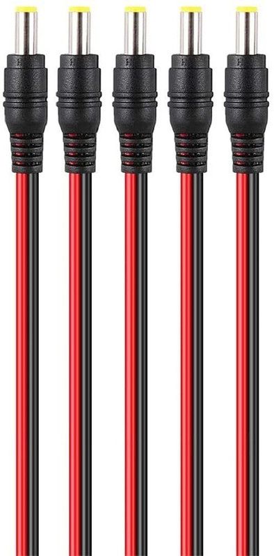 30cm 2.1 x 5.5mm Male DC Power Pigtail Connectors for CCTV PACK OF 5 6 m Power Sharing Cable  (Compatible with All Vivo, Oppo, Samsung, Gionee, Mi, Vivo, One Plus and Boat, RED/BLACK)