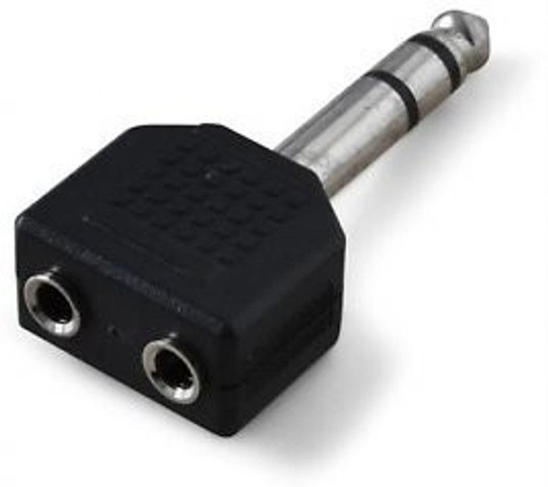 Prodx 6.3mm Male Stereo Pin To dual 3.5mm Female Jack Splitter pack of-2pes Connector  (Black)