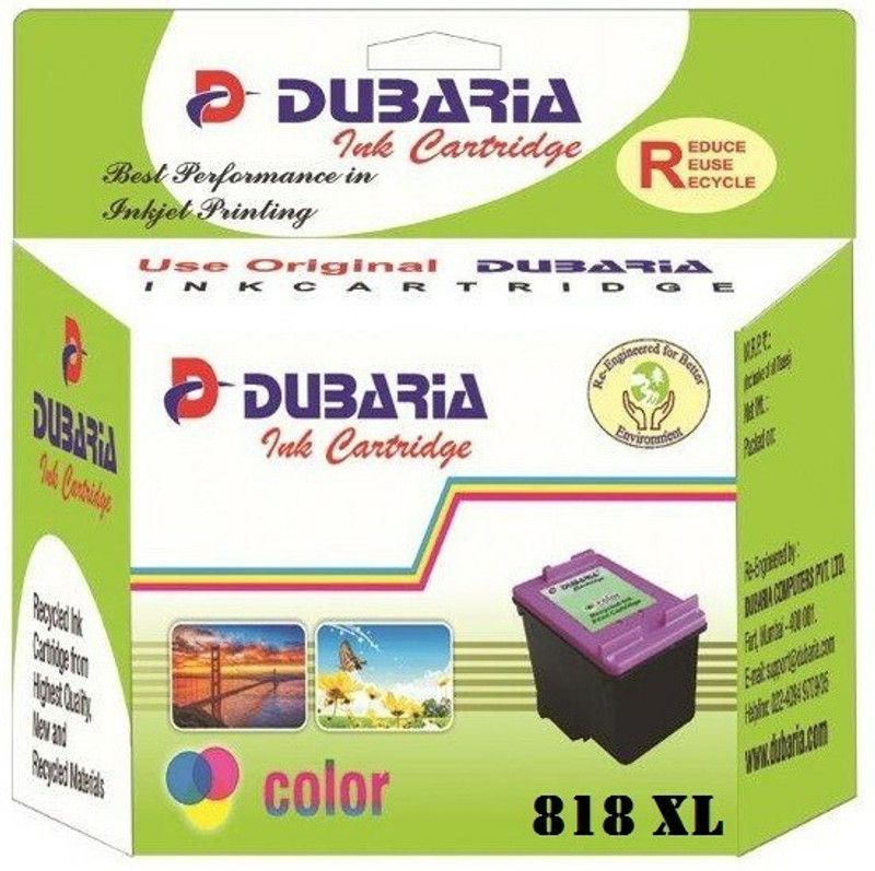 Dubaria 818 XL / CC644ZZ Cartridge - HP Compatible For Use In Deskjet D1668, D2568, D2668 , D5568, F2418, F2488, F4288, F4488 , C4688, C4788, Envy 110 e Tri-Color Ink Cartridge