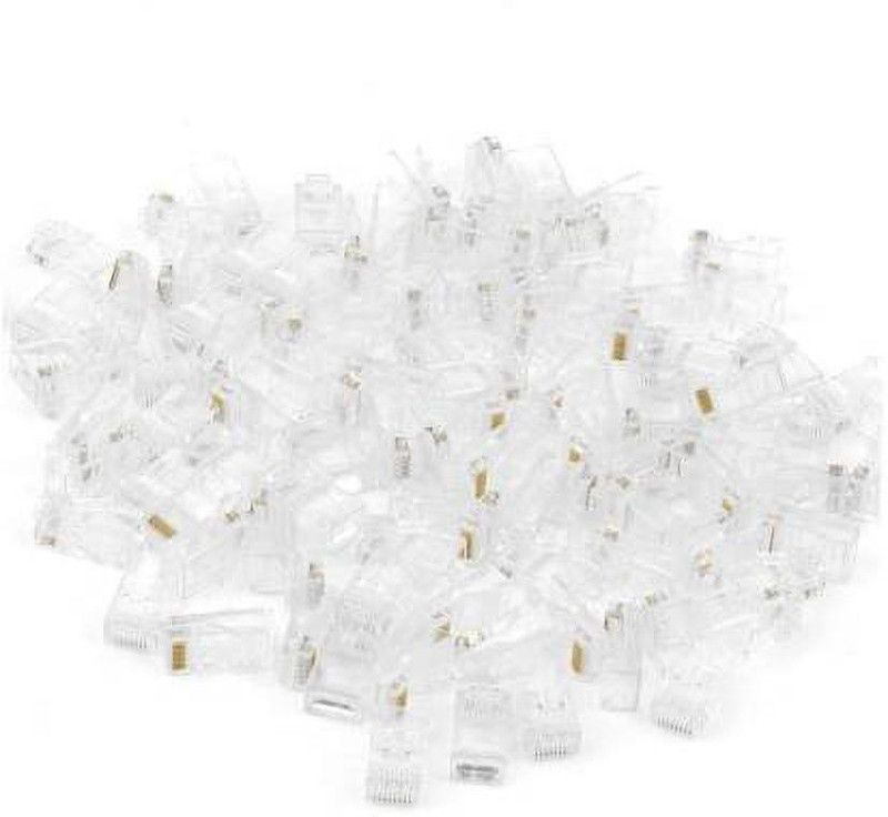 ATEKT 100pieces pack of Un-shielded RJ-45 Plug Connector CAT5 CAT5e CAT6 Network LAN Crimps Lan Adapter (100 Mbps) Network Interface Card  (White)