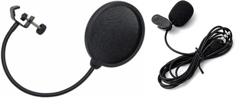 Boom Box Pop Filter and Collar Mic For Microphone Microphone  (Black)