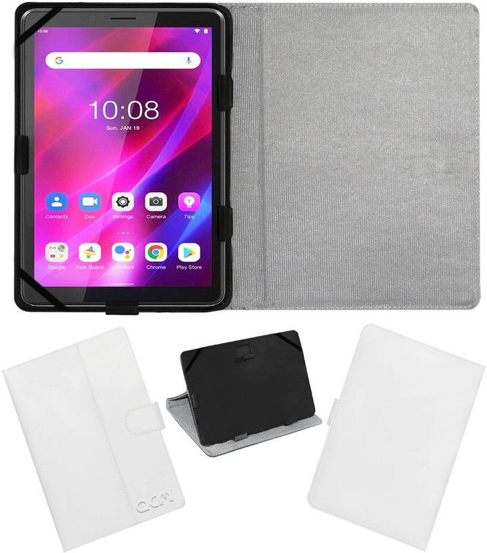 ACM Flip Cover for Lenovo Tab M7 3rd Gen  (White, Cases with Holder, Pack of: 1)