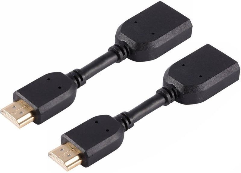 RIVER FOX HDMI Cable 0.1 m High Speed HDMI Extension Male to Female adapter/Cable 10 cm (Pack of 2)  (Compatible with Joint 2 Hdmi Cable, Black, Pack of: 2)