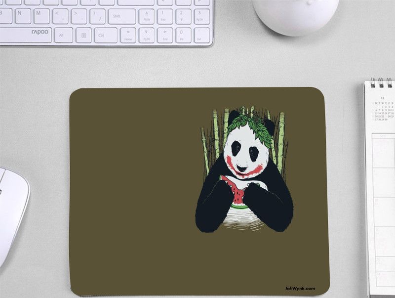 InkWynk Cute Panda Eating Graphic Design Nonslip 3mm Home Mousepad  (Brown)