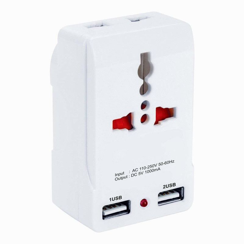 GVJ TRADERS USB Charger Universa & 3-PIN Socket Worldwide Adapter Worldwide Adaptor (White) Worldwide Adaptor  (White)