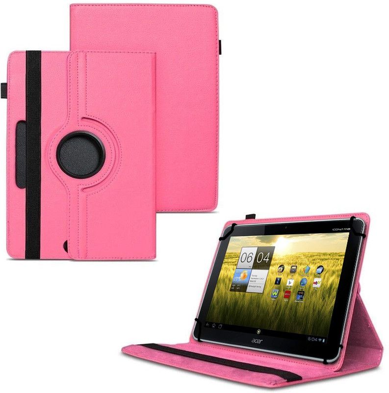 TGK Flip Cover for Acer Iconia Tab A210-10g16u 10.1-Inch Tablet / Rotating Leather Stand Case  (Pink, Cases with Holder, Pack of: 1)