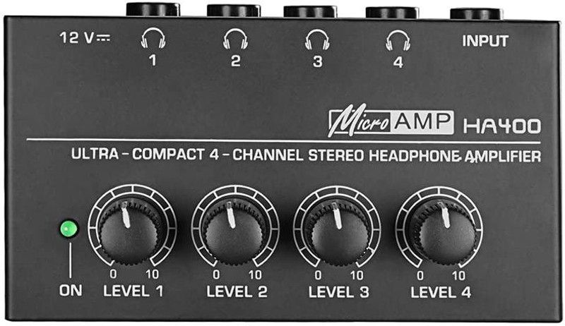 KH Headphone Amplifier 4 Channel Metal Stereo Audio Amplifier with Power Adapter - Digital Sound Mixer