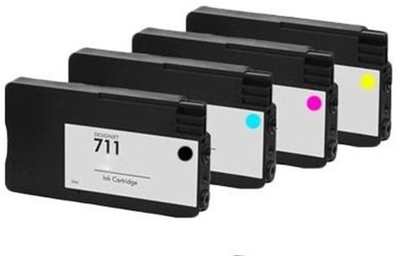 VICPRI 711 Ink Cartridge Black, Cyan, Yellow, Magenta New ink Cartridges Compatible For Use InDesignJet T120 24" ePrinter, DesignJet T520 24", ePrinter DesignJet T520 36" ePrinter - Combo Value Pack Black + Tri Color Combo Pack Ink Cartridge