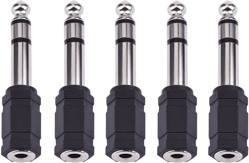 Fedus 6.35mm Stereo Male To 3.5mm Female Jack Headphone Adapter Pack 5 Headphone Adapter  (Black)