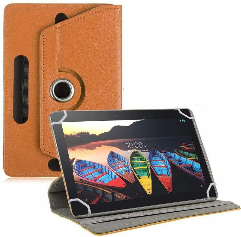 TGK Flip Cover for Lenovo Tab 3 10.1" inch Business Tablet | Rotating Stand Case Cover  (Orange, Cases with Holder, Pack of: 1)