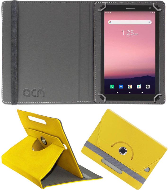 ACM Flip Cover for Domo Slate Ss5 Os10  (Yellow, Cases with Holder, Pack of: 1)