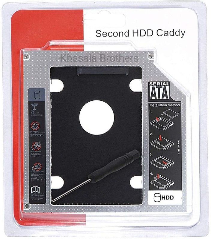 N K STAR 9.5 mm Universal 2nd Bay SATA Hard Drive Caddy for CD DVD-ROM Drive Slot (for SSD and HDD) 3 inch Internal Hard 9.5 Drive Enclosure/HDD Caddy 2nd bay  (For Serial ATA/ Universal 9.5" HDD/SSD, Multicolor)