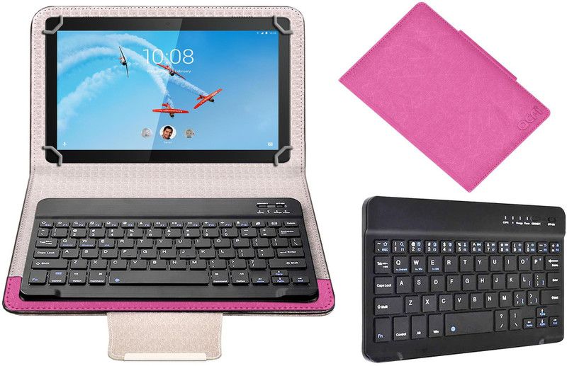 ACM Keyboard Case for Lenovo Tab M10 X605l  (Pink, Cases with Holder, Pack of: 1)