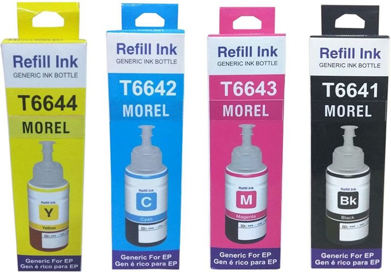 MOREL 664 MULTICOLOUR INK FOR USE IN EPSON L100 / L110 / L200 / L210 / L300 / L350 / L355 / L550 PRINTER COLOR CYAN, MAJENTA, YELLOW, BLACK Black Ink Cartridge