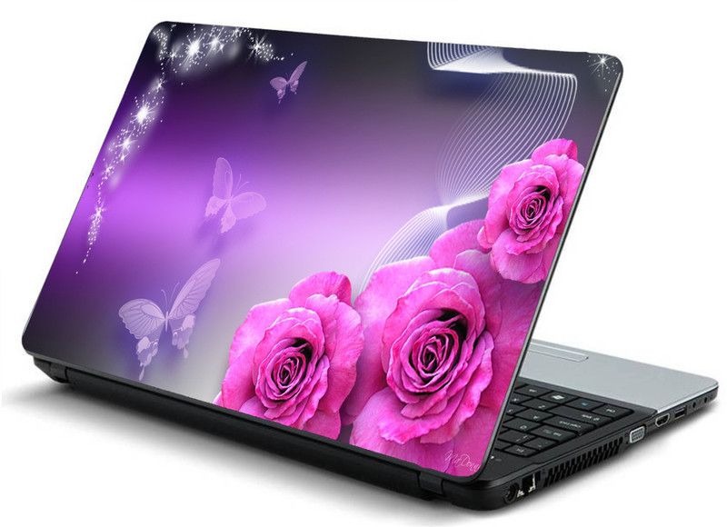 Advik Arts Roses And Butterflies Vinyl Laptop Decal 15.6