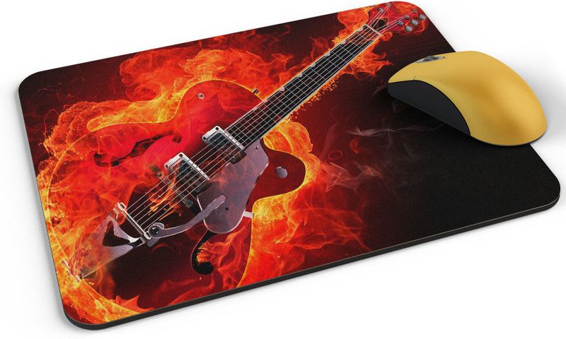Shloka Rockabilly_electric_guitar_on_fire Mousepad  (Multicolor)