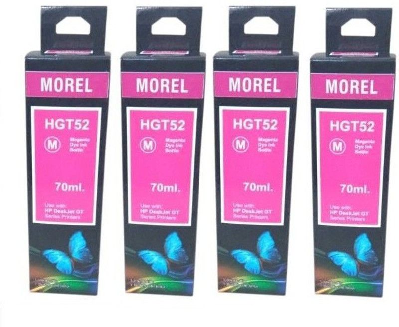 MOREL GT52 INK FOR USE IN HP INKJET GT5820 / 5810 / GT5861 PRINTER COLOR MAJENTA PACK OF 4 Magenta Ink Cartridge