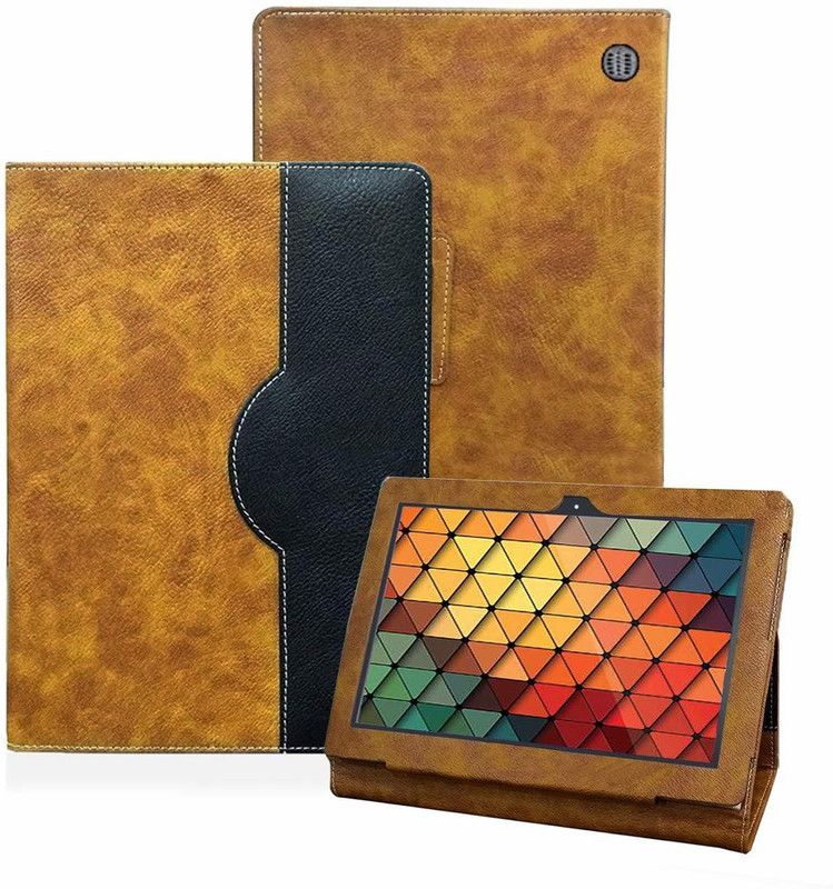 TGK Flip Cover for iBall Slide Majestic 01 Tablet (10.1 inch) Business Design Genuine Leather Folio Case  (Brown, Shock Proof, Pack of: 1)