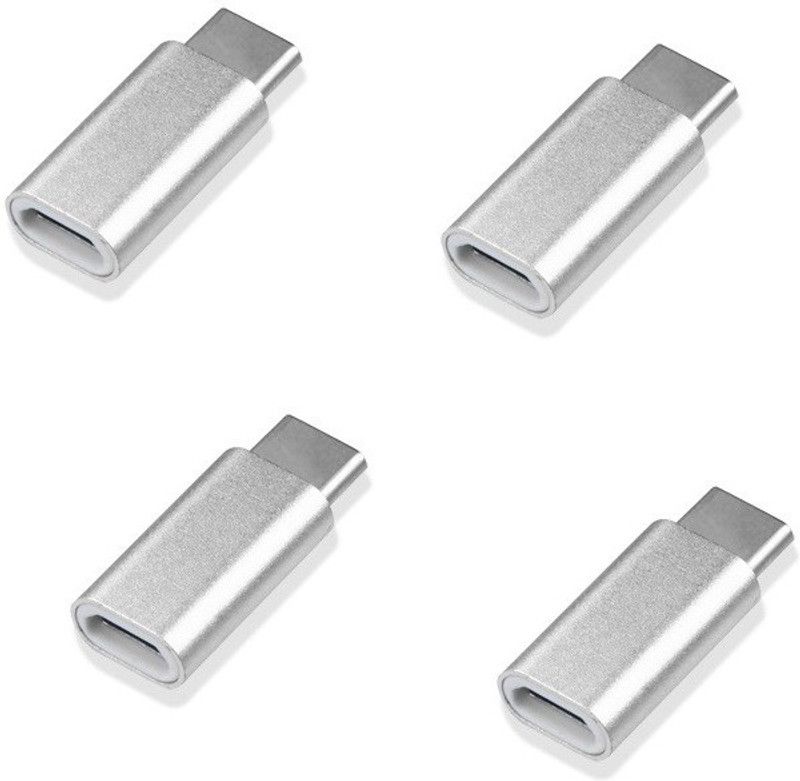 BB4 SET OF 4 MICRO USB TO TYPE C CABLE CONVERTER CHARGING Worldwide Adaptor  (Silver)