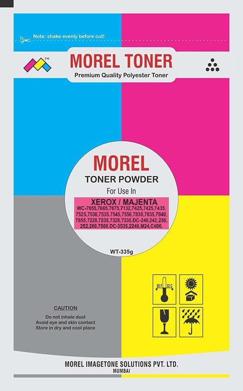 MOREL TONER POWDER FOR USE IN XEROX DC250 / 3535 / 7655 / 7665 / 7675 / 7132 / 7425 / 7428 / 7435 / 7525 / 7535 / 7545 / 7228 / 7235 / 7335 / 7345 / PHASER 7500 PRINTER WEIGHT 335 GMS COLOR MAJENTA Magenta Ink Toner Powder