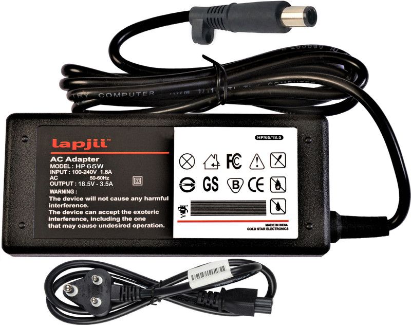 LAPJII Adapter Charger for HP Pavilion-DV4, DV4t, DV4z, DV4i Series Laptops-18.5V, 3.5A,W 65 W Adapter  (Power Cord Included)