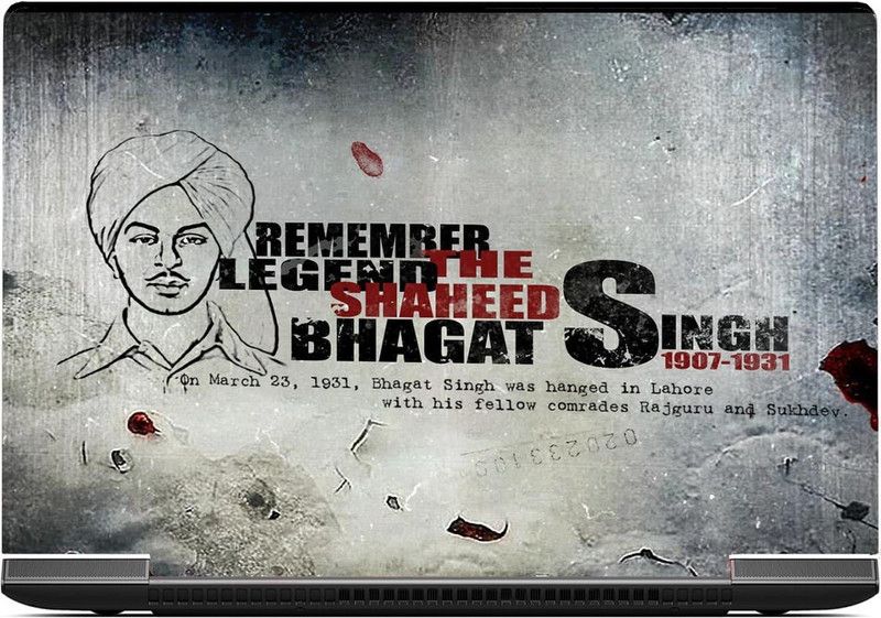 UNIXAA Bhagat Singh Exclusive Vinyl Laptop Decal skin For All 15.6 Inch Laptop 1079 Vinyl Adhesive Paper Laptop Decal 15.6