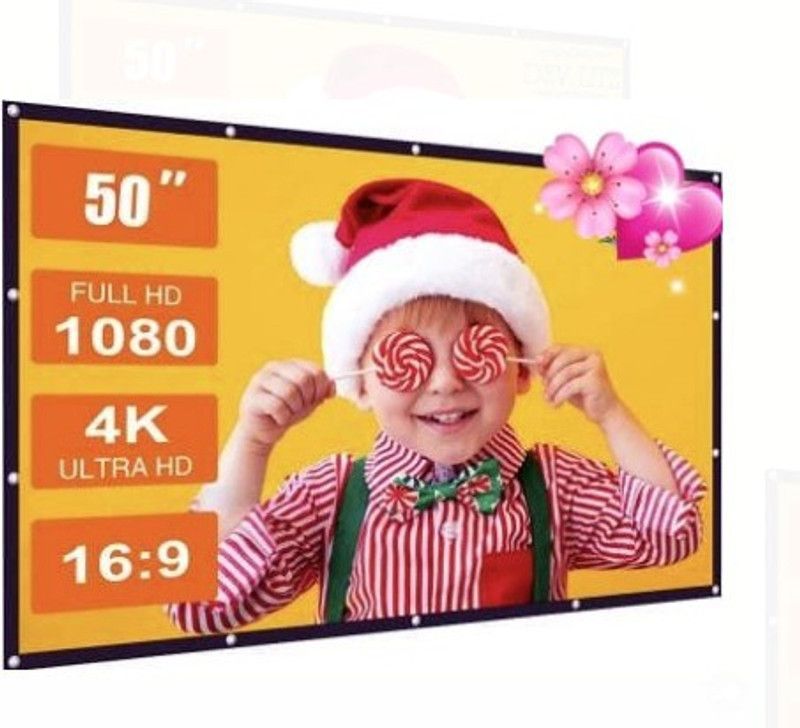 Miqra 50 inch Eyelet Screen,4K HD 16:9 Portable Video (43" (W) x 24" (H) Projector Screen (Width 110 cm x 62 cm Height)