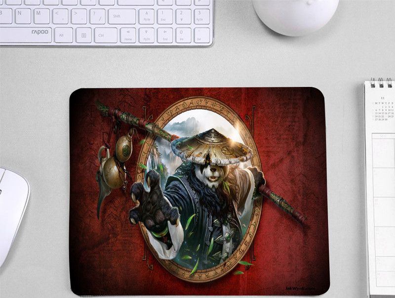 InkWynk Samurai Panda Rectangular anti Slip Laptop Mousepad  (Red)