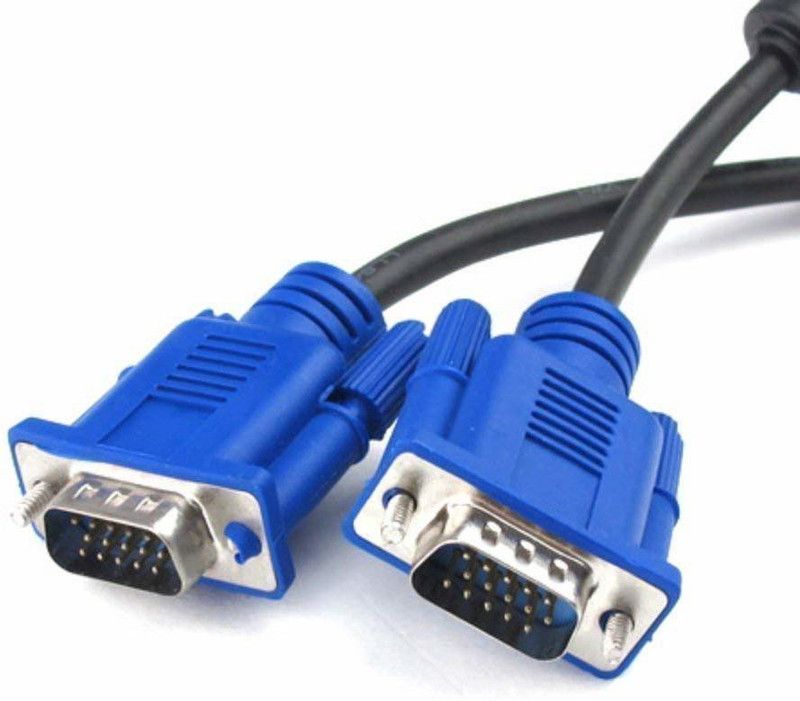 sriaarnika DVI Cable 1.5 m Male to Male VGA Cable 1.5 Meter, Support PC/Monitor/LCD/LED, Plasma, Projector, TFT Cable  (Compatible with PC/Monitor/LCD/LED, Plasma, Projector, TFT Cable, Blue, Black, One Cable)