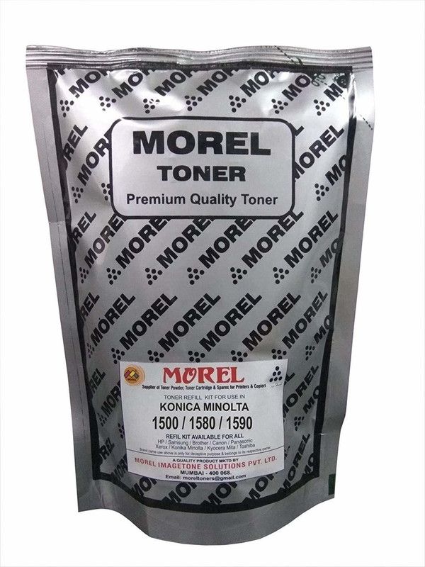 MOREL TONER POWDER POUCH FOR USE IN KONICA MINOLTA MF 1500 / 1580 / 1590 PRINTER PACK 1 Black Ink Toner Powder