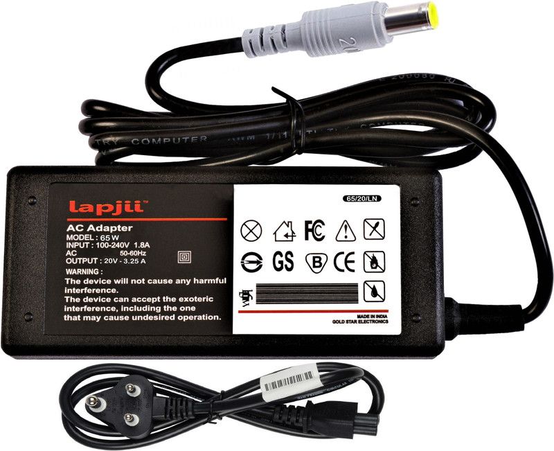 LAPJII Adapter Charger for ThinkPad R61 Laptops of 20V 3.25A Pin 7.9x5.5 Watts 65 W Adapter  (Power Cord Included)