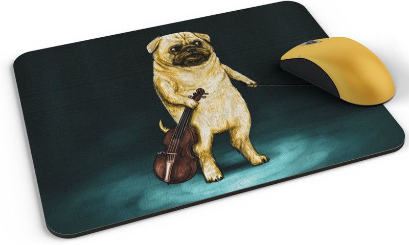Shloka Pug with Guitar Mousepad  (Multicolor)