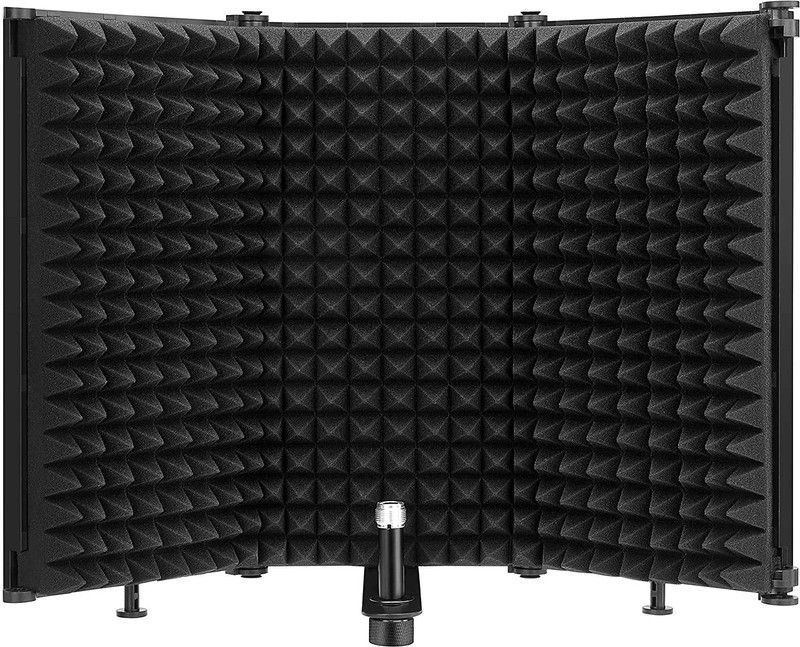 IMAGINEA Studio Recording Professional Microphone 3 Panel Isolation Shield, Pop Filter High Density Absorbent Foam Reflector Cancelling Filter Wind Screen Compatible Condenser Microphone Equipment Sound Isolation Shield  (Black)