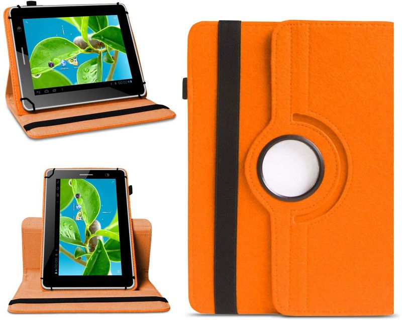 TGK Flip Cover for Datawind Ubislate 10Ci 10.1 inch Tablet / Rotating Leather Stand Case  (Orange, Cases with Holder, Pack of: 1)