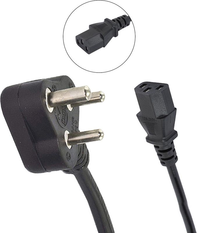 Fangtooth Power Cord 1 m 3 pin Desktop Power Supply Cord For Computer  (Compatible with Computer, Printer, LCD Tv, Scanner, Gaming Console, Black, One Cable)
