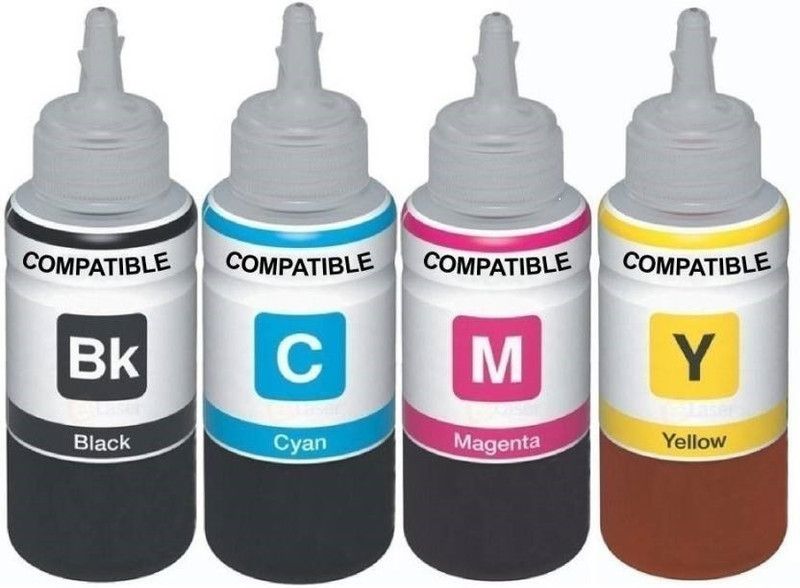 Dubaria Dubaria Refill Ink For Use In Epson L365 Printer - Cyan, Magenta, Yellow & Black - 70 ML Each Bottle Black + Tri Color Combo Pack Ink Cartridge