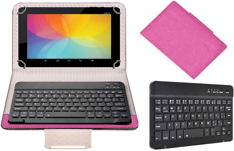 ACM Keyboard Case for Datawind Ubislate 3g10z  (Pink, Cases with Holder, Pack of: 1)
