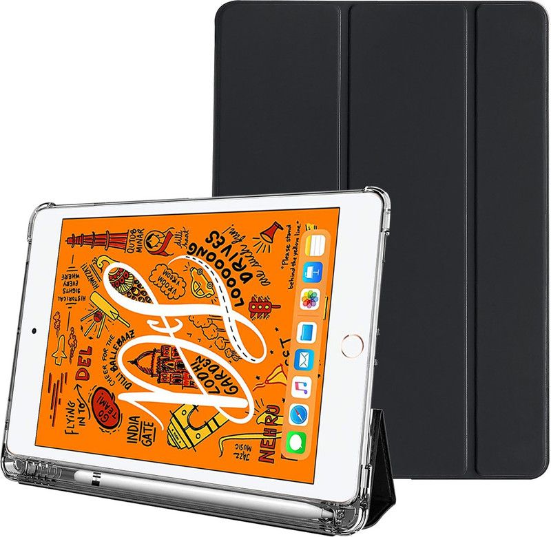 Gripp Flip Cover for Rhino Case for iPad Mini 5 Support Wireless Apple Pencil Charging Built-in Pencil Holder Clear  (Black, Dual Protection, Pack of: 1)