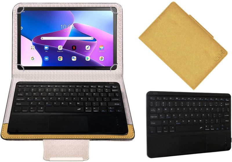 ACM Keyboard Case for Lenovo Tab M10 Plus (3rd Gen)  (Gold, Cases with Holder, Pack of: 1)