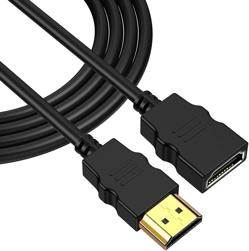 Nsinc Power Sharing Cable 0.4 m HDMI Extension Cable Male to Female Support 3D 4K x 2K Resolution HDMI Cable Extender 1.5m  (Compatible with External Hard Drives cable, Black, One Cable)