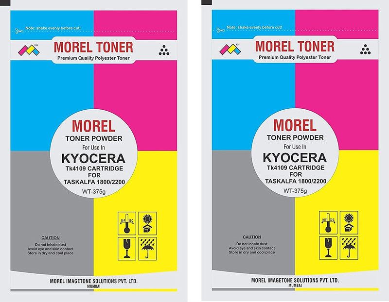 MOREL TK4109 TONER POWDER FOR KYOCERA TK-4105, TK-4107, TK-4109 TONER CARTRIDGE FOR USE IN TASKALFA 1800, TASKALFA 1801, TASKALFA 2200, TASKALFA 2201 PRINTERS AND PHOTOCOPIER PACK 2 Black Ink Cartridge