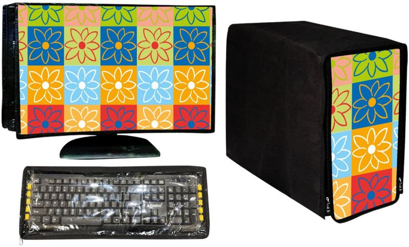 Wacky Computer Cover Full Set for 19 inch Computer Monitor, Keyboard (8*18 Inch) and CPU (7.5*18*16 Inch) - CC-19-IN-GRN-BX-FL_P1  (Multicolor)