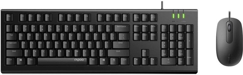 RAPOO X120Pro Wired Optical Keyboard & Mouse Combo 1600DPI Spill Resistance Keyboard Combo Set  (Black)