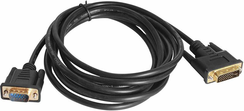 RT DVI Cable 3 m DVI_15_pin_Cable  (Compatible with Mobile, Laptop, Tablet, Mp3, Gaming Device, Black, One Cable)