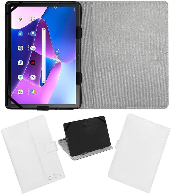 ACM Flip Cover for Lenovo Tab M10 Plus (3rd Gen)  (White, Cases with Holder, Pack of: 1)
