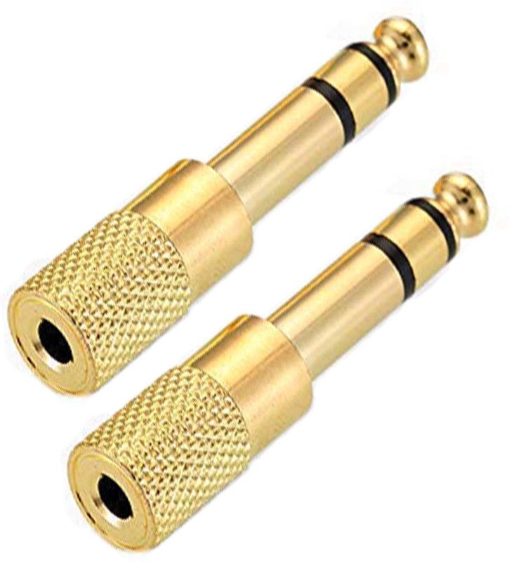 sriaarnika 3.5mm Female to 6.35mm Male Plug Stereo Audio Jack Converter 3.5mm Female to 6.35mm Male Plug Stereo Audio Jack Converter  (Gold)