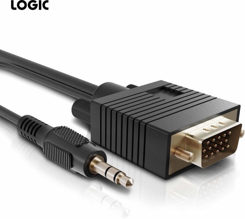 VGA + Audio Cable 10 meter (32.8 Feet) Male to Male Nickel Plated with 3.5 mm connector 10 m VGA Cable  (Compatible with Laptop, Monitor, Projector, Printer, Router, Scanner, Black)