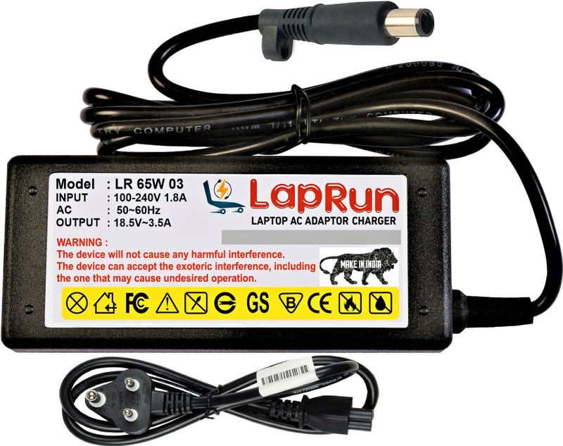 LAPRUN Charger Compatible for HP Pavilion DV5 1100 Laptops of 18.5v, 3.5a, Pin-7.4x5.0, 65 W Adapter  (Power Cord Included)
